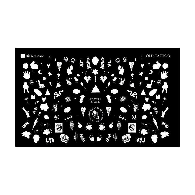 Наліпки для дизайну нігтів StickersSpace Old Tattoo White Standart (88021)